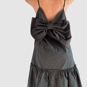 Anthropologie | Dark grey large bow low back sleeveless midi dress | Small | NWT
